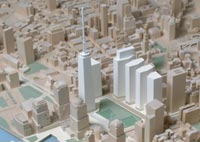 View of model from Southwest:close up